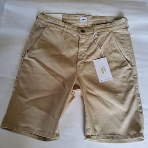 New Edwin Men's Slim Khaki Chino Mason Shorts Size 29 Tan